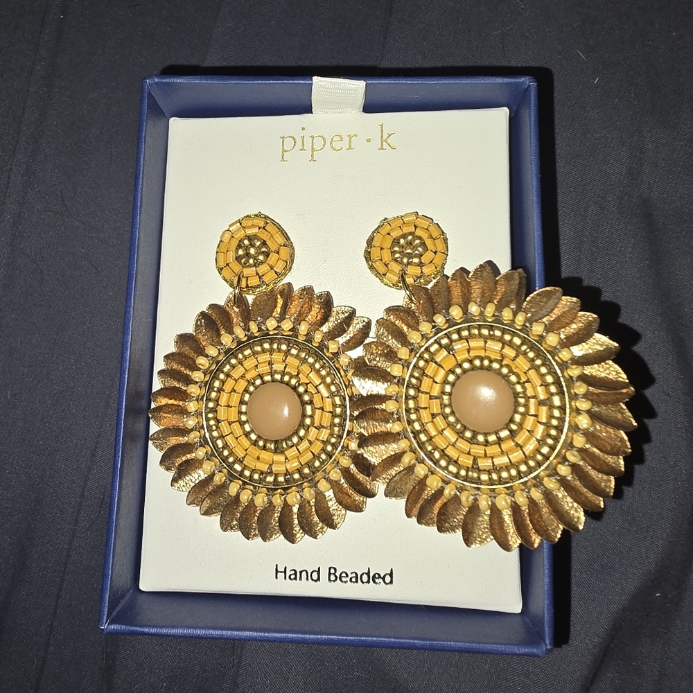 Piper Gold and Brown Sunburst Earrings
